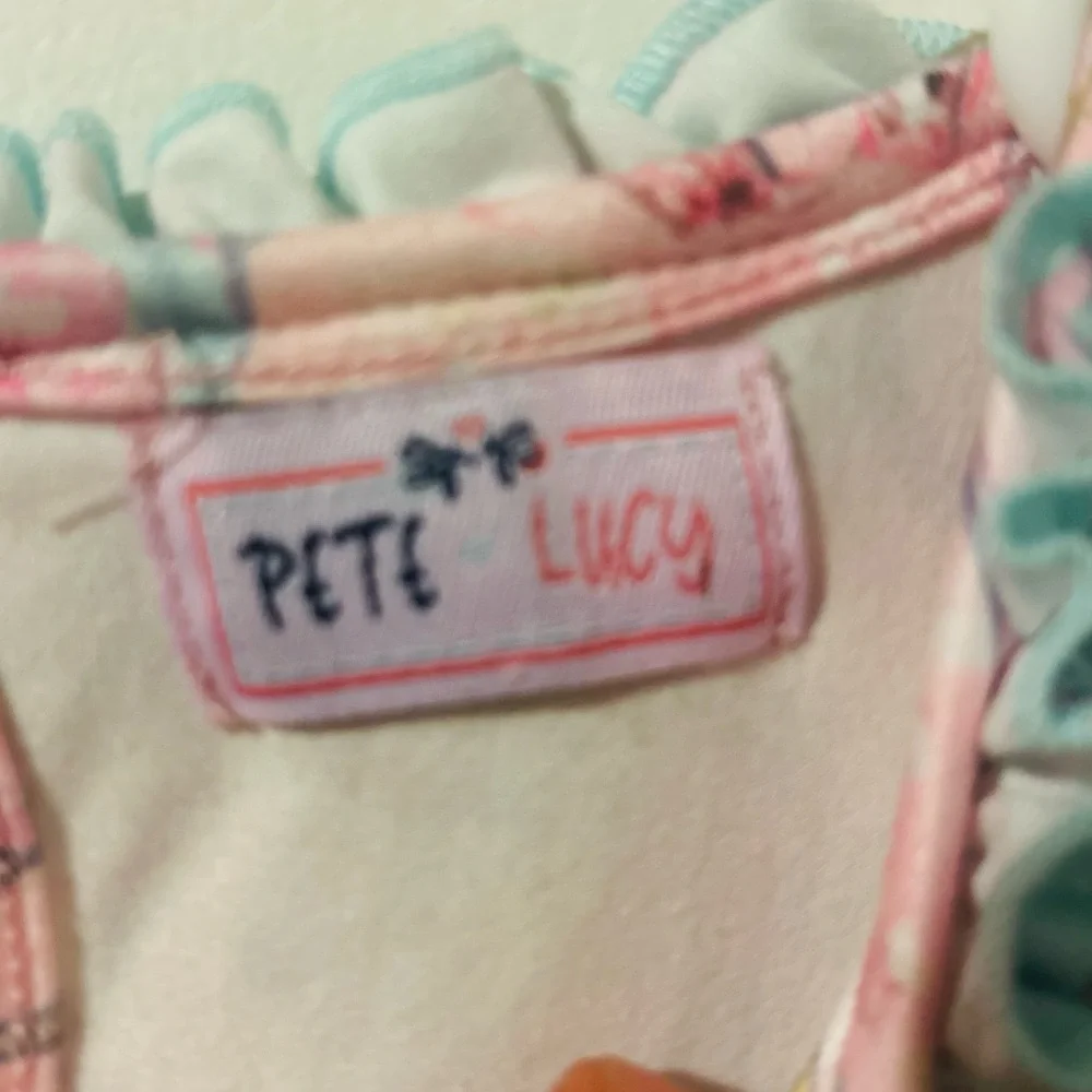 Pete + Lucy Cherry Blossom Tea Party Dress Pink &  Blue Ruffle Dress, Size 6